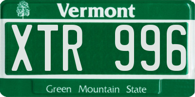 VT license plate XTR996
