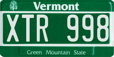 VT license plate XTR998