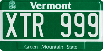 VT license plate XTR999
