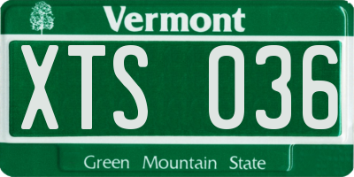 VT license plate XTS036