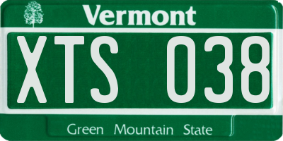 VT license plate XTS038
