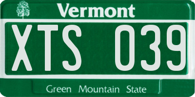VT license plate XTS039
