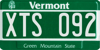VT license plate XTS092