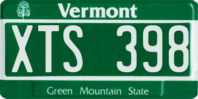VT license plate XTS398