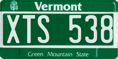 VT license plate XTS538