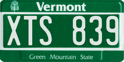 VT license plate XTS839
