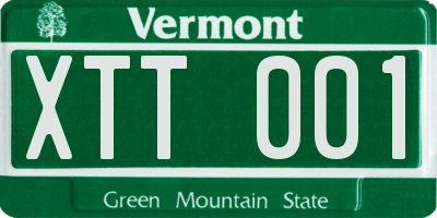 VT license plate XTT001
