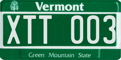 VT license plate XTT003