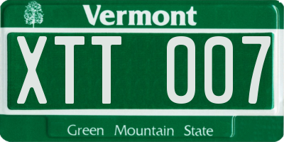VT license plate XTT007