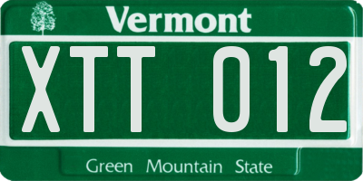 VT license plate XTT012