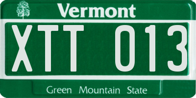 VT license plate XTT013