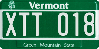 VT license plate XTT018