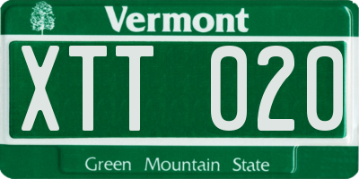 VT license plate XTT020
