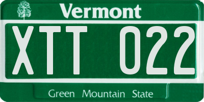 VT license plate XTT022