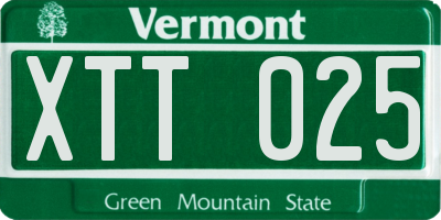 VT license plate XTT025