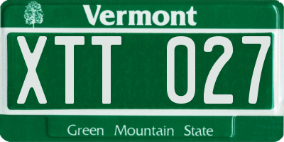 VT license plate XTT027