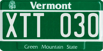 VT license plate XTT030