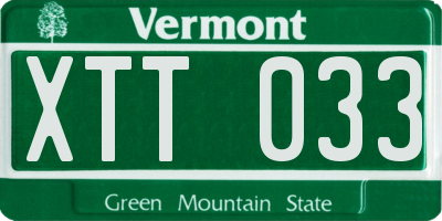 VT license plate XTT033