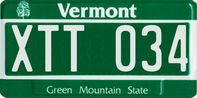 VT license plate XTT034