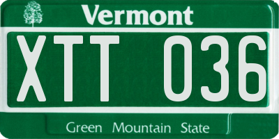 VT license plate XTT036