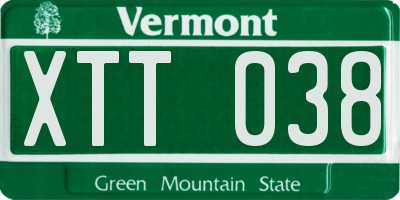 VT license plate XTT038