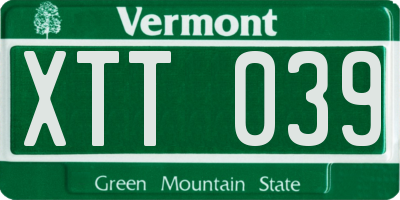 VT license plate XTT039