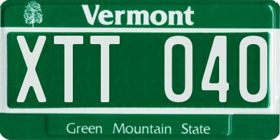 VT license plate XTT040