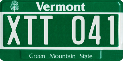 VT license plate XTT041