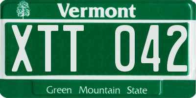 VT license plate XTT042