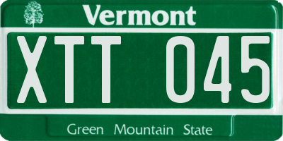VT license plate XTT045