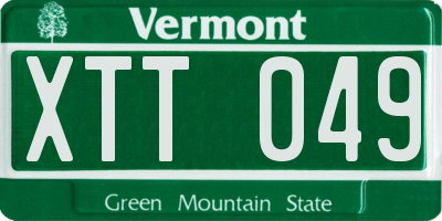 VT license plate XTT049