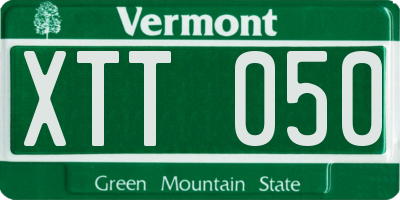 VT license plate XTT050