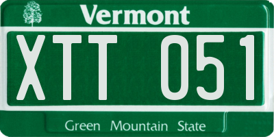VT license plate XTT051