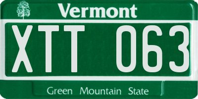 VT license plate XTT063