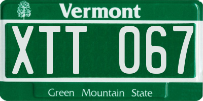 VT license plate XTT067