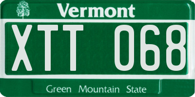 VT license plate XTT068