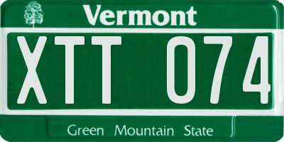 VT license plate XTT074