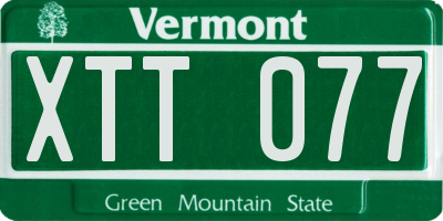 VT license plate XTT077