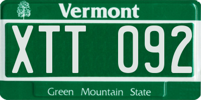 VT license plate XTT092