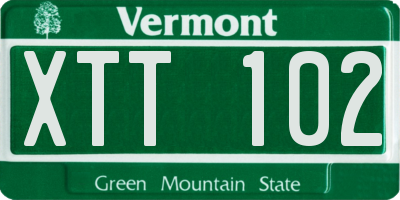 VT license plate XTT102