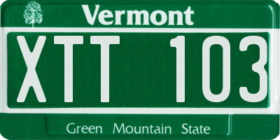VT license plate XTT103
