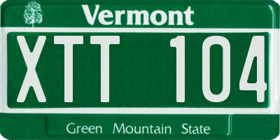VT license plate XTT104