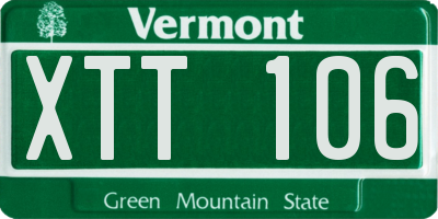 VT license plate XTT106