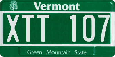 VT license plate XTT107