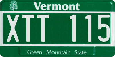 VT license plate XTT115
