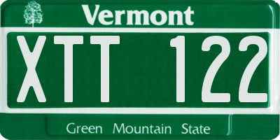 VT license plate XTT122