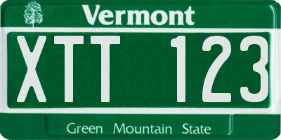 VT license plate XTT123