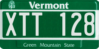 VT license plate XTT128