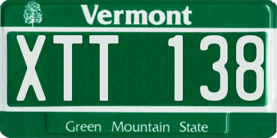 VT license plate XTT138