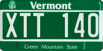 VT license plate XTT140